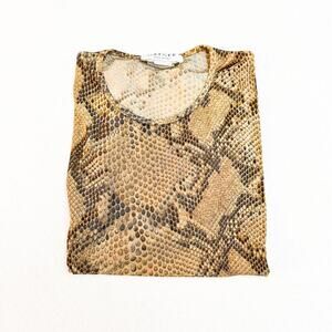 Jaeger Snakeskin Patterned Printed Short Sleeve Top Size Medium